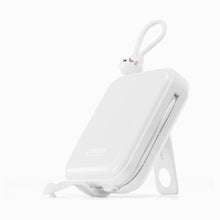 Заредете изображение във визуализатора на галерията – Joyroom power bank with USB C and Lightning cables and stand Cutie Series 10000mAh 22.5W white (JR-L008)
