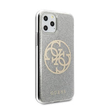 Заредете изображение във визуализатора на галерията – Guess GUHCN58PCUGLLG iPhone 11 Pro jasnoszary/light grey hard case Glitter 4G Circle Logo
