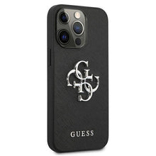 Заредете изображение във визуализатора на галерията – Guess GUHCP13XSA4GSBK iPhone 13 Pro Max 6,7" czarny/black hardcase Saffiano 4G Metal Logo
