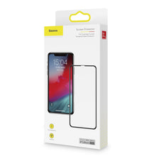 Заредете изображение във визуализатора на галерията – Baseus set of 2x Full Screen glass with 0.3mm frame 9H iPhone 11 Pro / iPhone XS / iPhone X + black positioner (SGAPIPH58S-KC01) - TopMag
