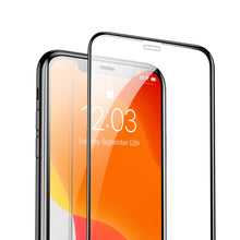 Заредете изображение във визуализатора на галерията – Baseus set of 2x Full Screen glass with 0.3mm frame 9H iPhone 11 / iPhone XR + black positioner (SGAPIPH61S-KC01) - TopMag
