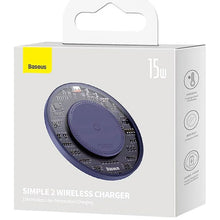 Заредете изображение във визуализатора на галерията – BASEUS wireless charger Simple 2 15W with cable Type C - Type C 1m nebula purple CCJJ050005
