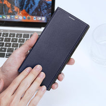 Заредете изображение във визуализатора на галерията – Dux Ducis Skin X2 case for Samsung Galaxy S23 Ultra flip case wallet stand blue
