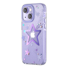 Заредете изображение във визуализатора на галерията – Kingxbar Heart Star Series case for iPhone 14 Plus purple star case
