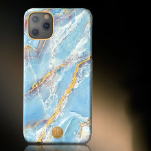 Заредете изображение във визуализатора на галерията – Kingxbar Marble Series case decorated printed marble iPhone 11 Pro Max white-blue - TopMag

