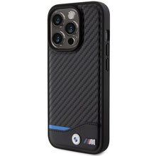 Заредете изображение във визуализатора на галерията – Original Case BMW Leather Carbon BMHCP15L22NBCK for Iphone 15 Pro Black
