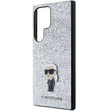 Заредете изображение във визуализатора на галерията – Karl Lagerfeld Fixed Glitter Ikonik Logo Metal Pin Case for Samsung Galaxy S24 Ultra - Silver
