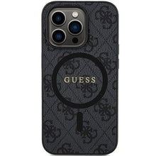 Заредете изображение във визуализатора на галерията – Original faceplate case GUESS GUHMP15LG4GFRK for iPhone 15 Pro (Magsafe / 4G Ring classic logo / black)
