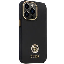 Заредете изображение във визуализатора на галерията – Guess GUHCP13LM4DGPK case for iPhone 13 Pro / 13 - black Silicone Logo Strass 4G
