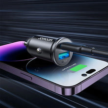 Заредете изображение във визуализатора на галерията – Joyroom JR-CCN05 30W USB-A USB-C mini car charger - black
