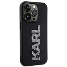 Заредете изображение във визуализатора на галерията – Original faceplate case KARL LAGERFELD KLHCP15L3DMBKCK for iPhone 15 PRO (3D Logo Glitter  / black)
