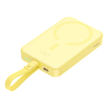 Заредете изображение във визуализатора на галерията – Baseus Magnetic Mini MagSafe 10000mAh 20W powerbank with built-in Lightning cable - yellow + Baseus Simple Series USB-C - USB-C 60W 0.3m cable
