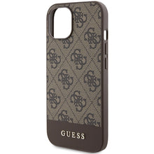 Заредете изображение във визуализатора на галерията – Original Case GUESS hardcase 4G Stripe Collection GUHCP15SG4GLBR for Iphone 13/14/15 brown
