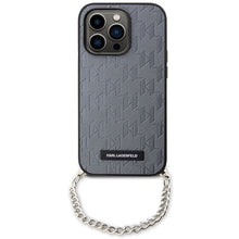Заредете изображение във визуализатора на галерията – Original Pouch KARL LAGERFELD hardcase Saffiano Monogram Chain KLHCP14LSACKLHPG for Iphone 14 Pro silver
