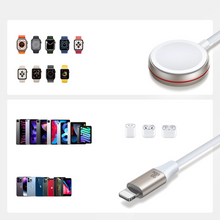 Заредете изображение във визуализатора на галерията – Joyroom 2 in 1 Lightning cable and inductive charger for Apple Watch 1.5m white (S-IW011)
