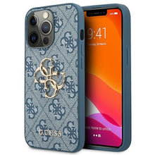 Заредете изображение във визуализатора на галерията – Guess GUHCP13L4GMGBL iPhone 13 Pro / 13 6,1" niebieski/blue hardcase 4G Big Metal Logo
