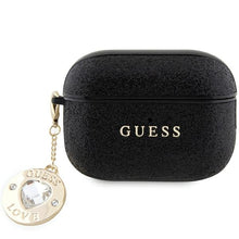 Заредете изображение във визуализатора на галерията – Original Case GUESS - Fixed Glitter Heart Diamond Charm GUAP2PGEHCDK for AirPods Pro 2 Cover Black
