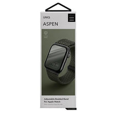 Заредете изображение във визуализатора на галерията – UNIQ pasek Aspen Apple Watch 40/38/41mm Series 4/5/6/7/8/SE/SE2 Braided zielony/cypress green
