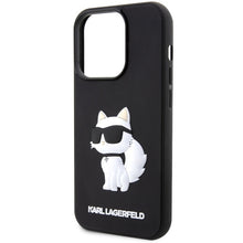 Заредете изображение във визуализатора на галерията – Original Pouch KARL LAGERFELD hardcase Rubber Choupette 3D KLHCP14X3DRKHNK for Iphone 14 Pro Max Black
