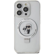 Заредете изображение във визуализатора на галерията – Karl Lagerfeld Ring Stand Karl&amp;Choupette MagSafe case for iPhone 13 Pro / 13 - white
