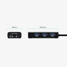 Заредете изображение във визуализатора на галерията – Ugreen 20265 USB-A / RJ45 1000 Mbps HUB 3x USB 3.0 network adapter - black
