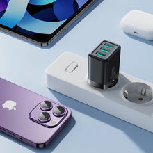 Заредете изображение във визуализатора на галерията – Joyroom JR-TCN02 3xUSB-A 12W 3.4A mains charger - black
