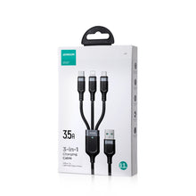 Заредете изображение във визуализатора на галерията – Joyroom Multi-Use Series 3-in-1 cable S-1T3018A18 Lightning USB-C micro USB 30 cm - black
