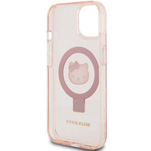Заредете изображение във визуализатора на галерията – Original Case HELLO KITTY hardcase Ring Stand Glitter Electrop Logo MagSafe HKHMP15SHRSGEP for Iphone 13/14/15 pink
