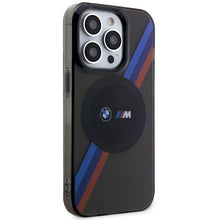 Заредете изображение във визуализатора на галерията – Case BMW BMHMP14LHDTK iPhone 14 Pro 6.1" grey/grey Tricolor Stripes MagSafe
