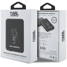Заредете изображение във визуализатора на галерията – Power bank with wirelles charging KARL LAGERFELD KLPBM5KIOTTGK 5000mAh 15W with MagSafe / black
