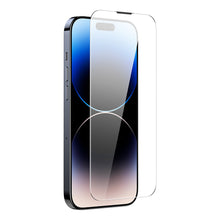 Заредете изображение във визуализатора на галерията – Baseus Full Screen Tempered Glass for iPhone 14 Pro Max with Speaker Cover 0.3mm + Mounting Frame
