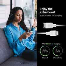 Заредете изображение във визуализатора на галерията – Spigen PE2C10CL 1-PORT NETWORK CHARGER PD20W + Lightning MFi CABLE WHITE
