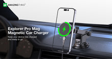 Заредете изображение във визуализатора на галерията – Amazing Thing Car holder Explorer Pro Mag with Magsafe charger TP15WMB to dashboard and air vent black
