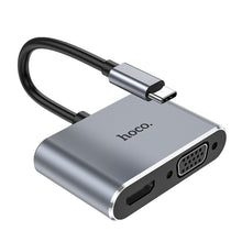 Заредете изображение във визуализатора на галерията – Hoco adaptor hub type c to hdtv+vga+usb3.0+pd100w+hdmi hb30 hb30 - TopMag
