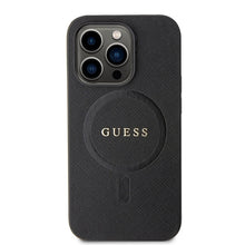 Заредете изображение във визуализатора на галерията – Original Case GUESS hardcase Saffiano MagSafe GUHMP15LPSAHMCK for Iphone 15 Pro black
