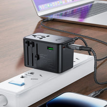 Заредете изображение във визуализатора на галерията – Acefast Z1 GaN 75W PD travel charger adapter 3x USB-C 2x USB-A - black

