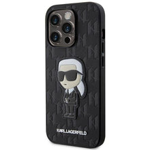 Заредете изображение във визуализатора на галерията – Karl Lagerfeld KLHCP14LSAKHPKK iPhone 14 Pro 6.1" black/black Saffiano Monogram Ikonik
