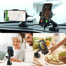 Заредете изображение във визуализатора на галерията – Joyroom Qi wireless 15W automatic car charger electric phone holder (dashboard and air vent) black (JR-ZS219)
