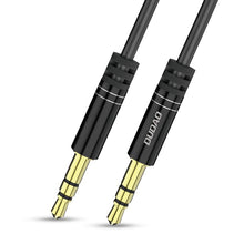 Заредете изображение във визуализатора на галерията – Dudao long stretchable cable AUX mini jack 3.5mm spring ~ 150cm black (L12 black) - TopMag
