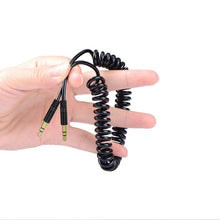 Заредете изображение във визуализатора на галерията – Dudao long stretchable cable AUX mini jack 3.5mm spring ~ 150cm black (L12 black) - TopMag
