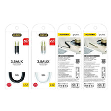 Заредете изображение във визуализатора на галерията – Dudao long stretchable cable AUX mini jack 3.5mm spring ~ 150cm black (L12 black) - TopMag
