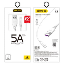Заредете изображение във визуализатора на галерията – Dudao cable USB / Lightning 5A cable 2m white (L2L 2m white) - TopMag
