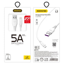 Заредете изображение във визуализатора на галерията – Dudao cable USB / micro USB cable 5A 1m white (L2M 1m white) - TopMag
