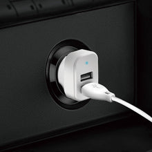 Заредете изображение във визуализатора на галерията – Dudao car kit charger 2x USB 2.4A + cable USB 3in1 Lightning / Type C / micro USB cable white (R7 white) - TopMag
