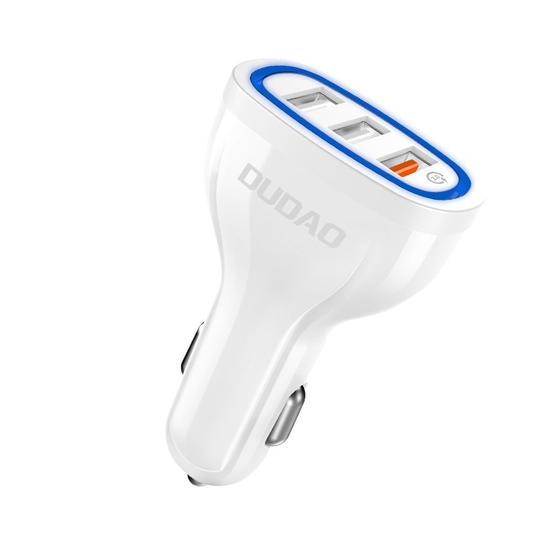 Dudao Car Charger Quick Charge Quick Charge 3.0 QC3.0 2.4A 18W 3x USB white (R7S white) - TopMag