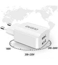 Заредете изображение във визуализатора на галерията – Dudao EU wall charger 2x USB 5V / 2.4A white (A2EU white) - TopMag
