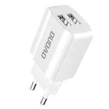 Заредете изображение във визуализатора на галерията – Dudao EU wall charger 2x USB 5V / 2.4A white (A2EU white) - TopMag
