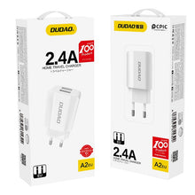 Заредете изображение във визуализатора на галерията – Dudao EU wall charger 2x USB 5V / 2.4A white (A2EU white) - TopMag

