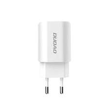 Заредете изображение във визуализатора на галерията – Dudao EU wall charger 2x USB 5V / 2.4A + Lightning cable white (A2EU + Lightning white) - TopMag
