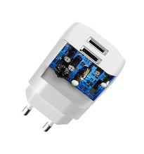 Заредете изображение във визуализатора на галерията – Dudao EU wall charger 2x USB 5V / 2.4A + Lightning cable white (A2EU + Lightning white) - TopMag
